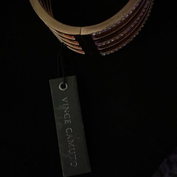 Vince Camuto Rose Gold pave crystal Alternating Line hinge Bangle NWT - Picture 5 of 5